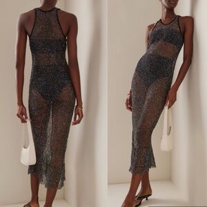 Diotima Marina sequin net knit midi dress NWT